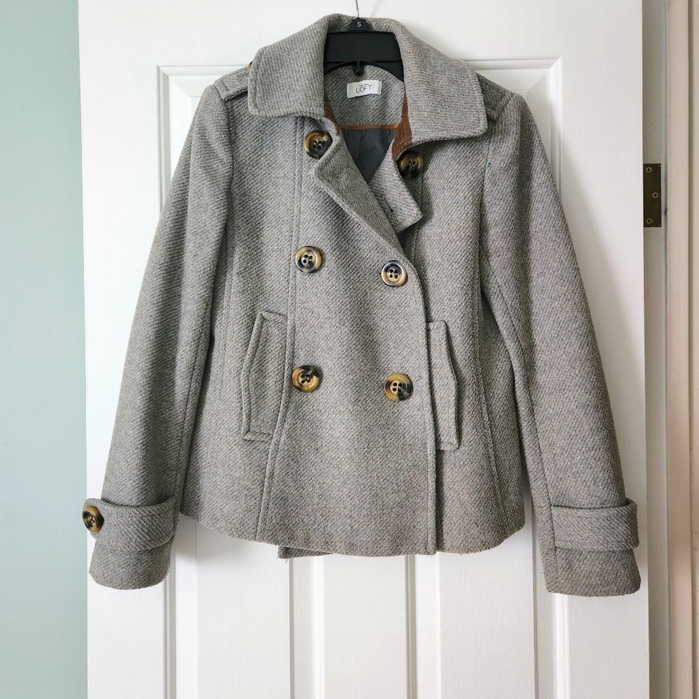 LOFT Grey Wool Peacoat